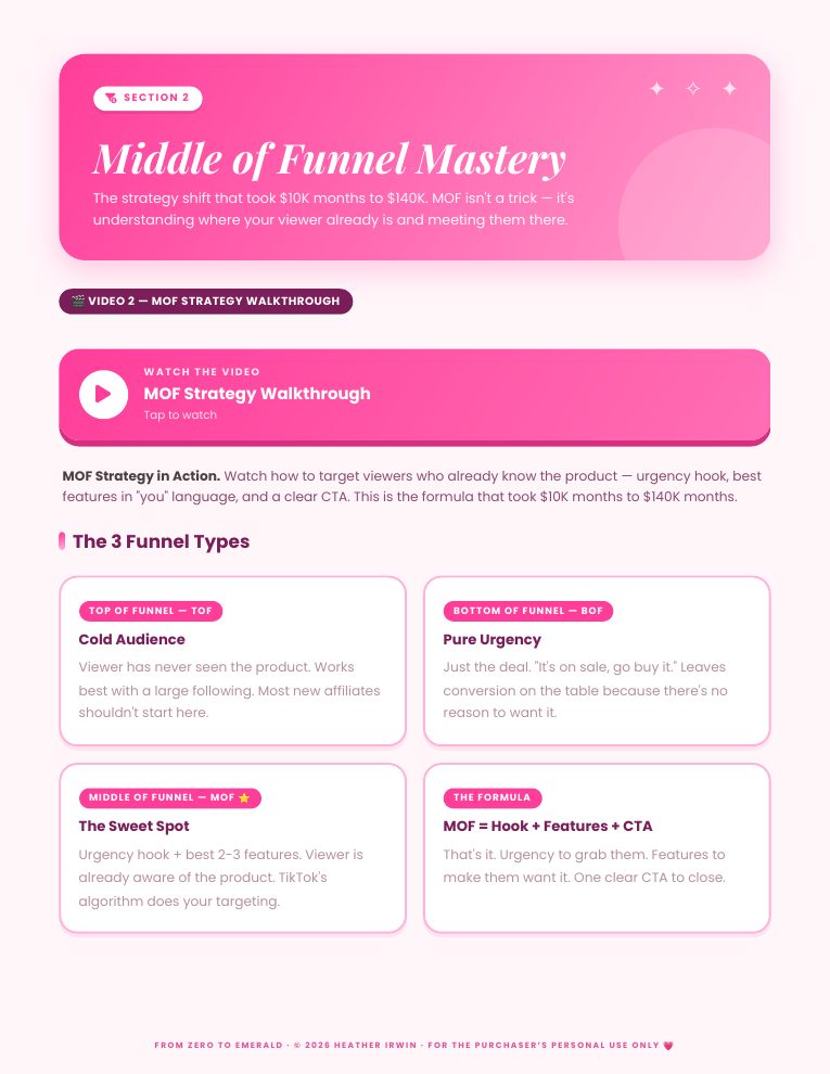 Middle of Funnel Mastery section